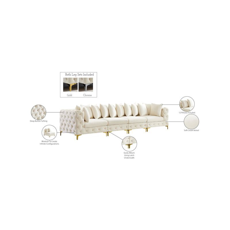 Meridian Furniture Tremblay Cream Velvet Modular Sofa