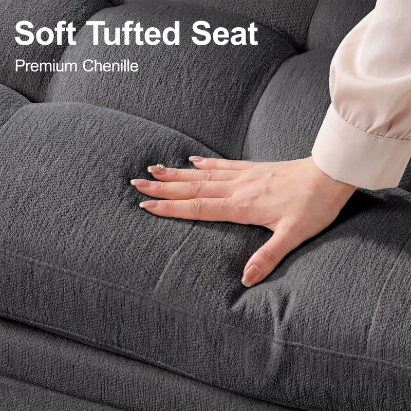 102" L-Shaped Chenille Modular Sectional Sleeper Sofa with Pullout Bed, Reclining Backrest, USB image number 7
