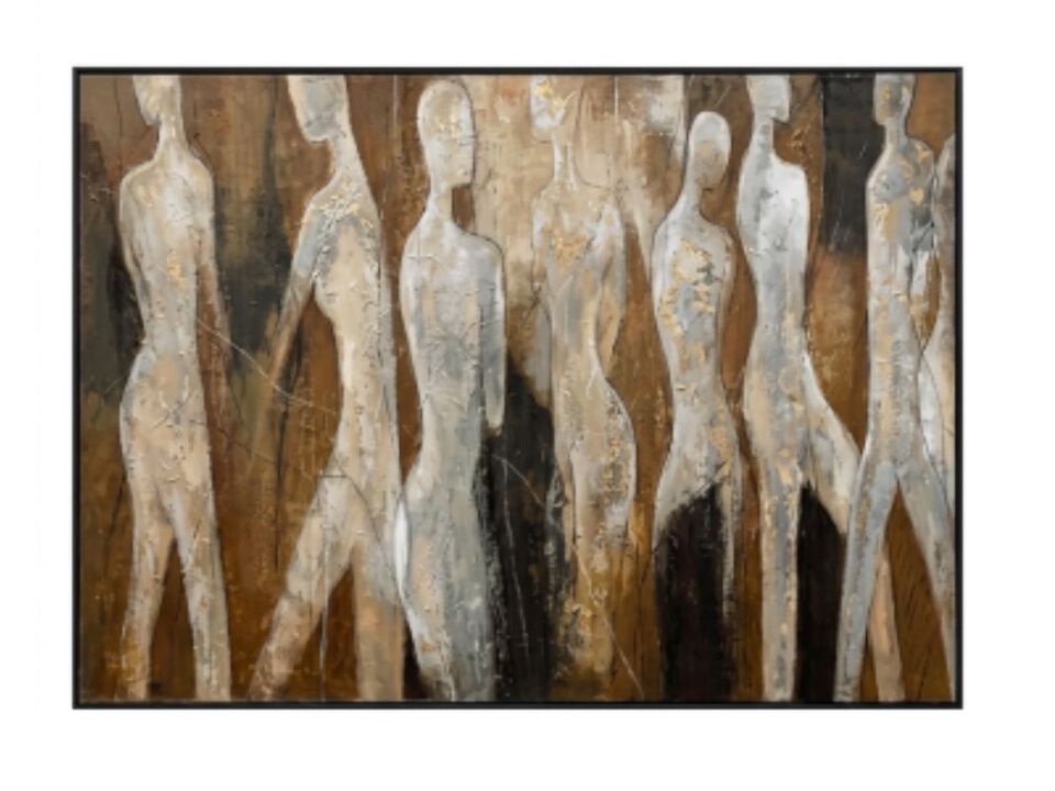 White Brown Wall Art Graffiti Decor Abstract 24 X 48 Inch Bedroom Dining Room