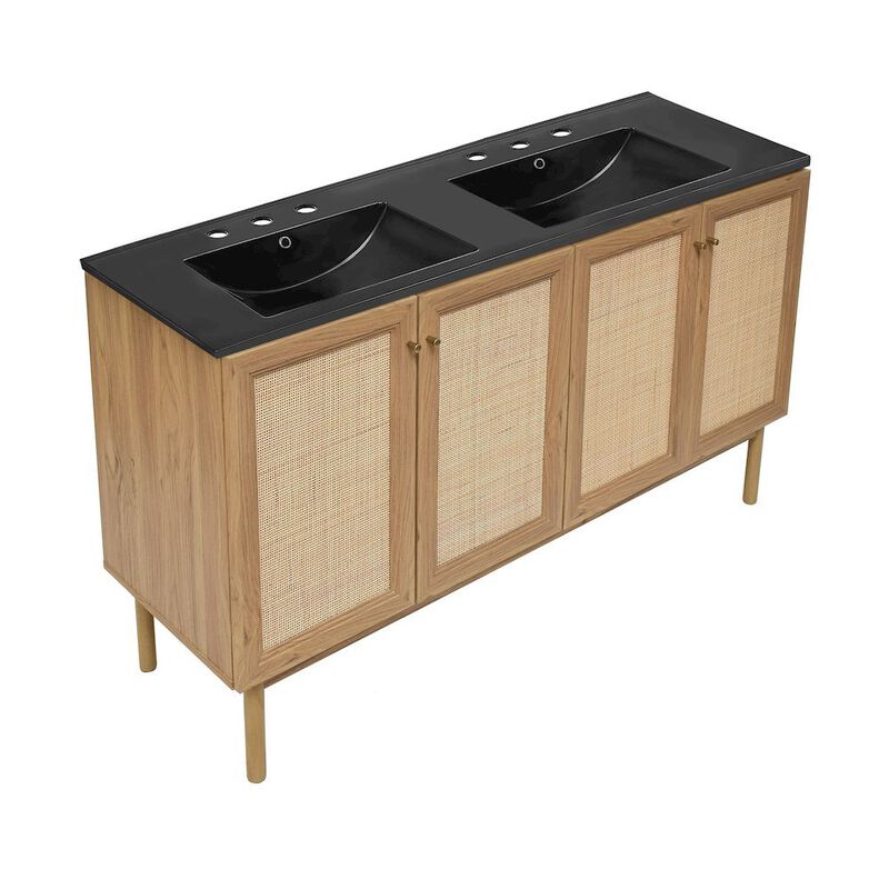 60" Freestanding Bathroom Vanity with 3-Hole Widespread Sink Top image number 5