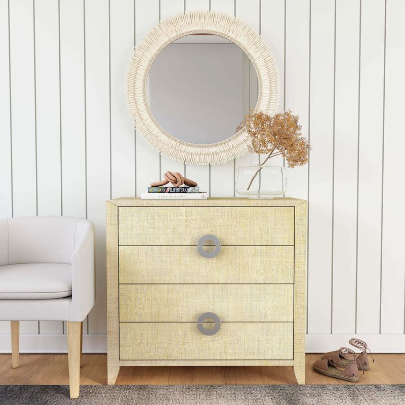 Butler Specialty Amelle 4-Drawer Raffia Accent Chest, Cream, Yellow image number 2