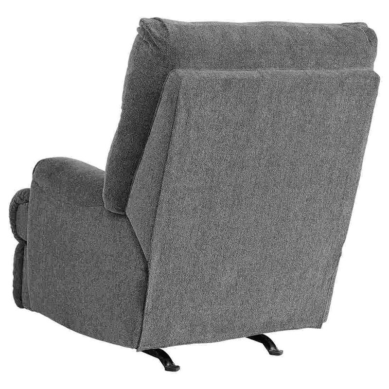 Manual Rocker Recliner with Fabric and Pull Lever, Gray-Benzara image number 2