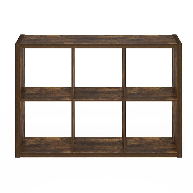 Cubicle Open Back Decorative Cube Storage Organizer, 6-Cube, Amber Pine