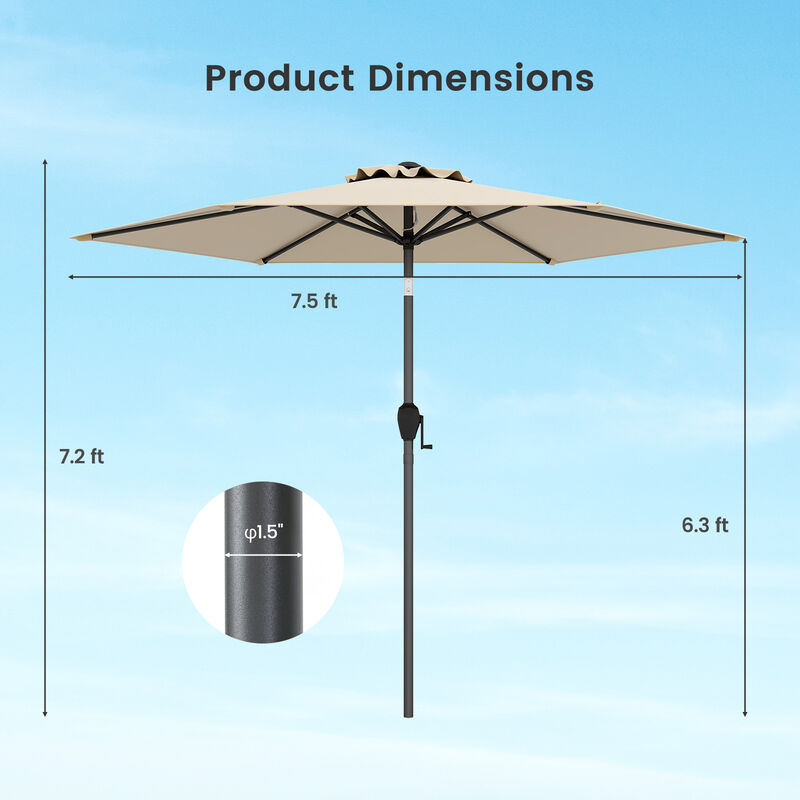 Outdoor Patio Heavy Duty Market Umbrella with Push Button Tilt