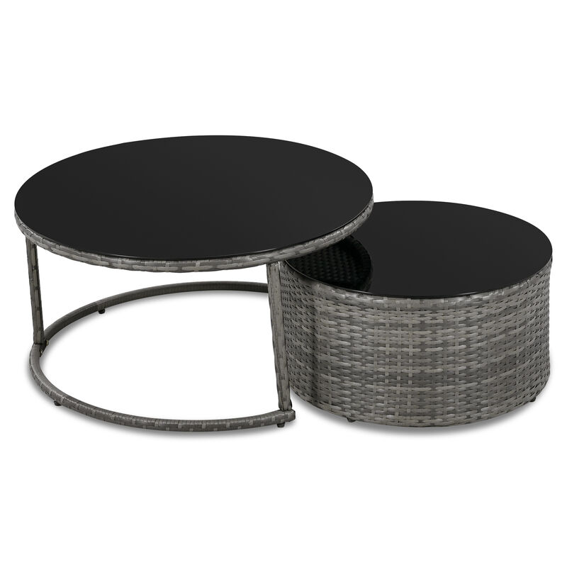 Whisen Modern Style Outdoor Half-moon Patio Sofa Set, 9-Pieces Round Sofa Set - Blue