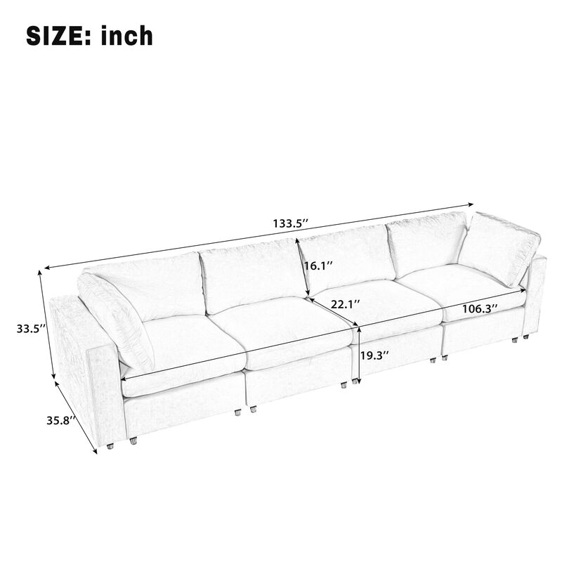 Merax  Upholstered Modular Sofa with Storage Space, USB Charge Ports, Wireless Charging and Built-in Bluetooth Speaker in Arm image number 8