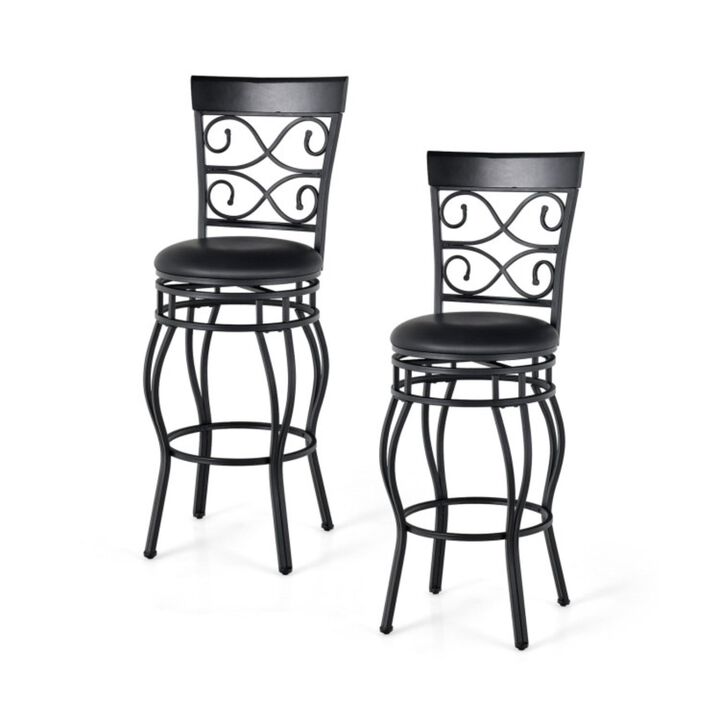 Hivvago Set of 2 30 Inch Bar Stool with Backrest and Footrest