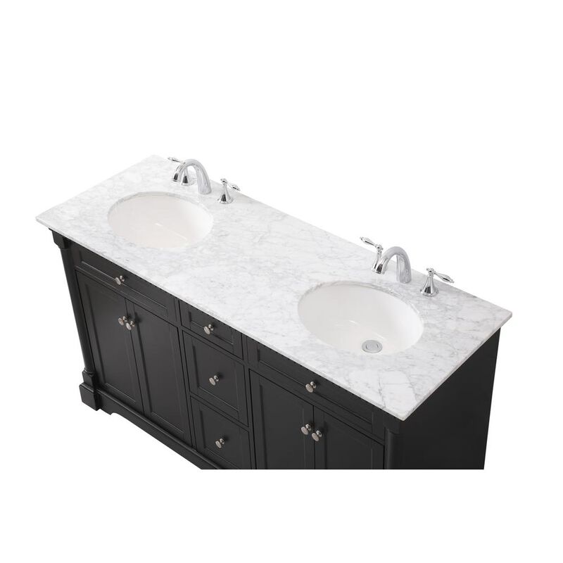 Elegant Kitchen and Bath 60 inch double bathroom vanity set in black