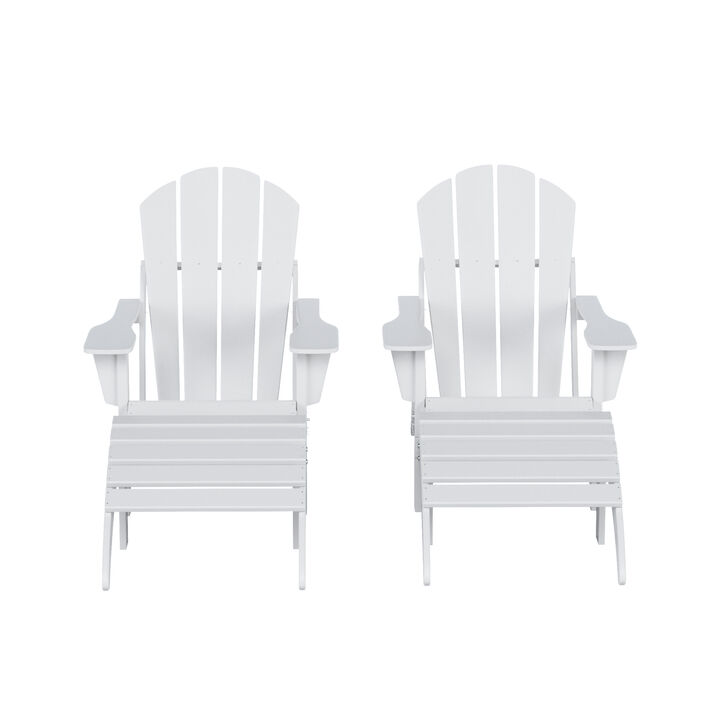 WestinTrends 4-Piece Folding Adirondack Chair With Footrest Ottoman Set