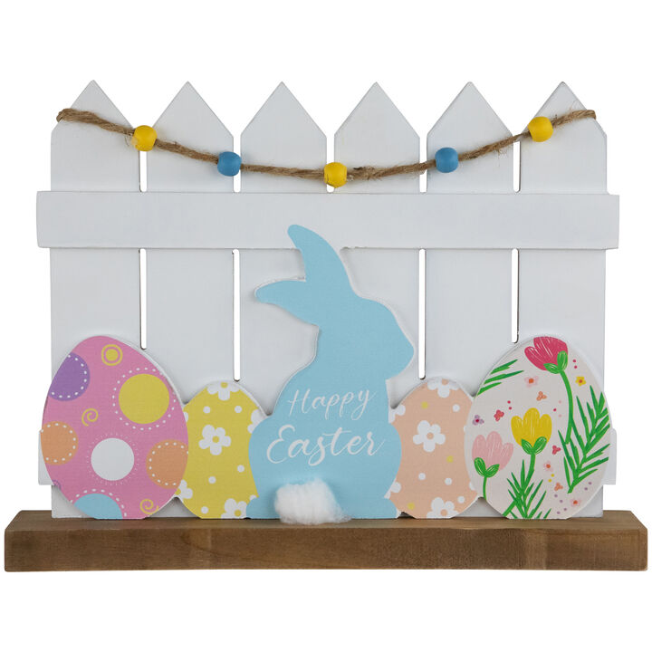 Happy Easter Bunny with Picket Fence Decoration - 11.75"