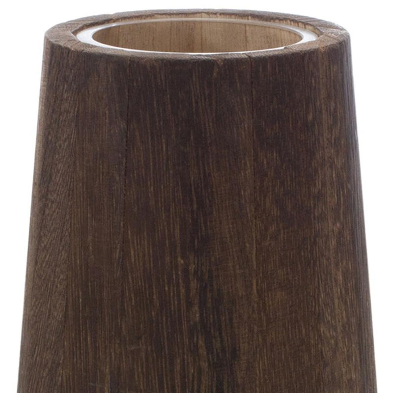 HomeRoots Set of Two Brown And Clear Glass Tapered Table Vases With Wood image number 4