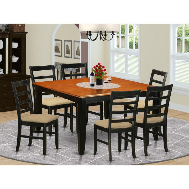 7 PC Kitchen Table set-Dining Table and 6 Wood Dining Chairs