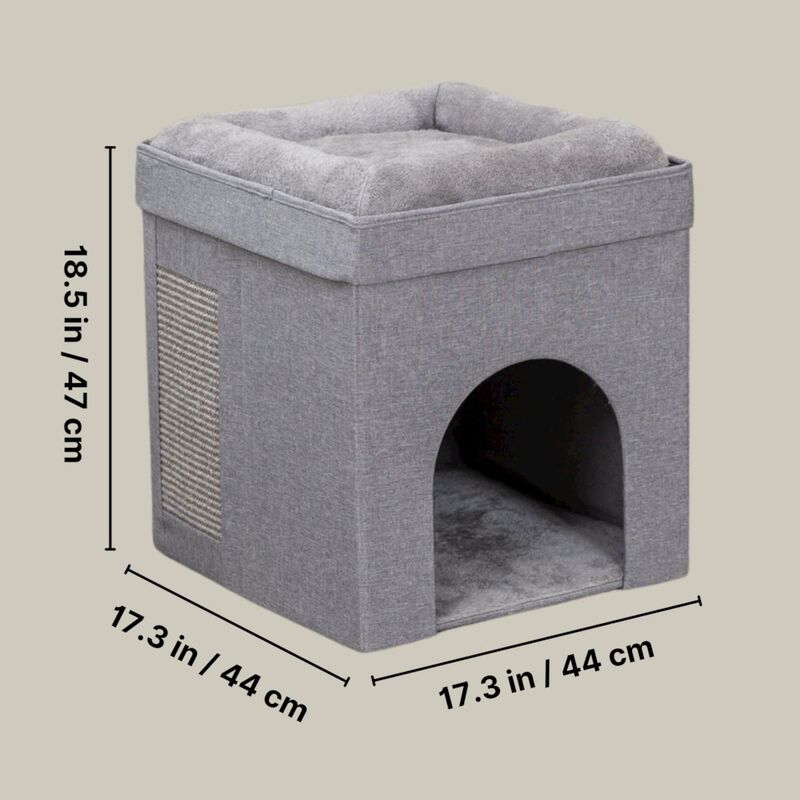 TRIXIE Crazy Cube Stackable 1-Story Indoor Cat Condo, Cat House with Scratching Pad image number 3