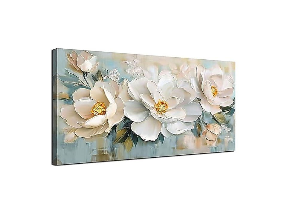 Large Textured Floral Canvas Wall Art Decor Bedroom 58 X 29 Inch HD Hand Painted