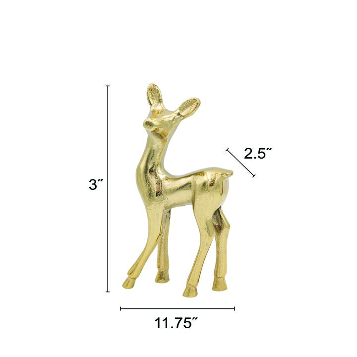 Cast Aluminum Deer, Gold Finish