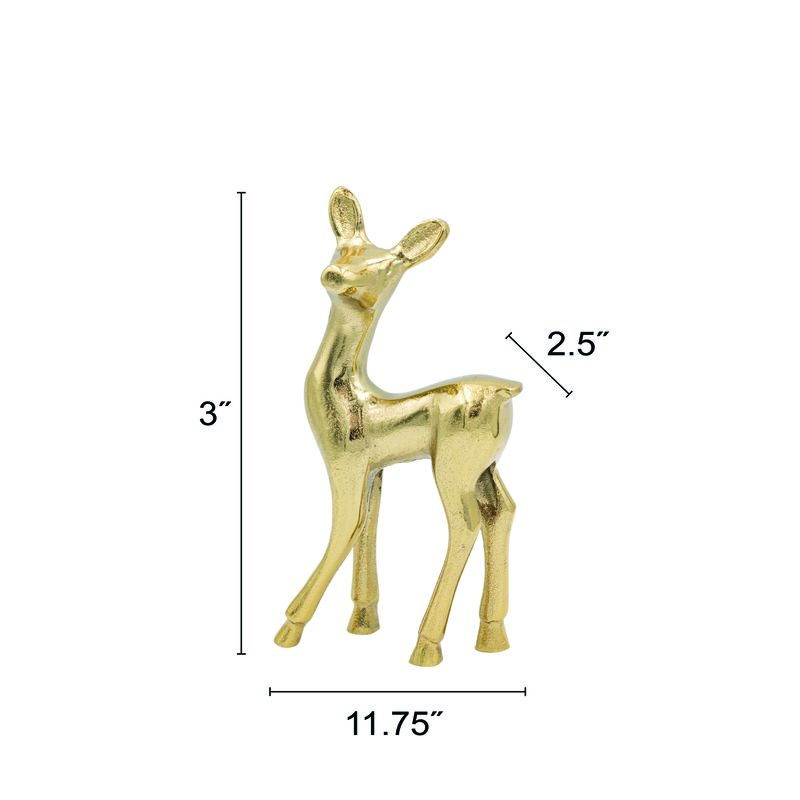 Cast Aluminum Deer, Gold Finish image number 1