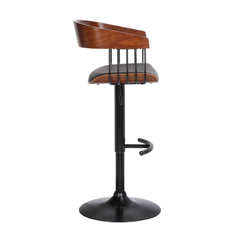 HomeRoots Faux Leather and Metal Adjustable Bar Stool with Full Back image number 5