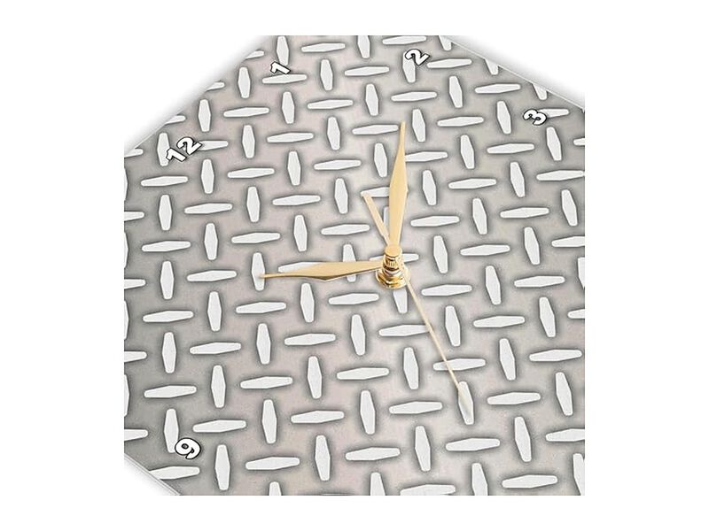 Gray Steel Diamond Plate Industrial Wall Clock 10 Inch Silent Home Decor image number 3