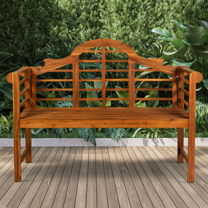 Lutyens Arched Acacia Wood Outdoor Garden Patio Bench