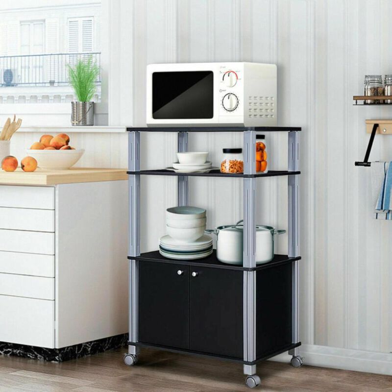 Hivvago Microwave Rack Stand Rolling Storage Cart