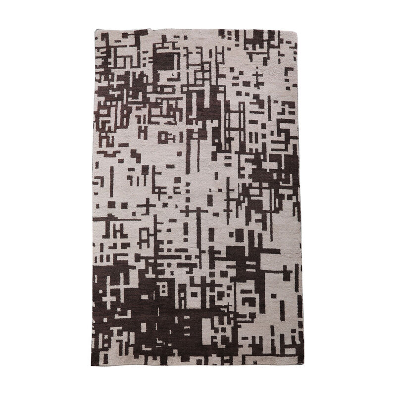HAND KNOTTED WOOL Contemporary AREA RUGS  - Rectangle Shape, Contemporary Modern, Medium Pile Handmade Area Rugs for Living Room, Bed Room (N01115) image number 0
