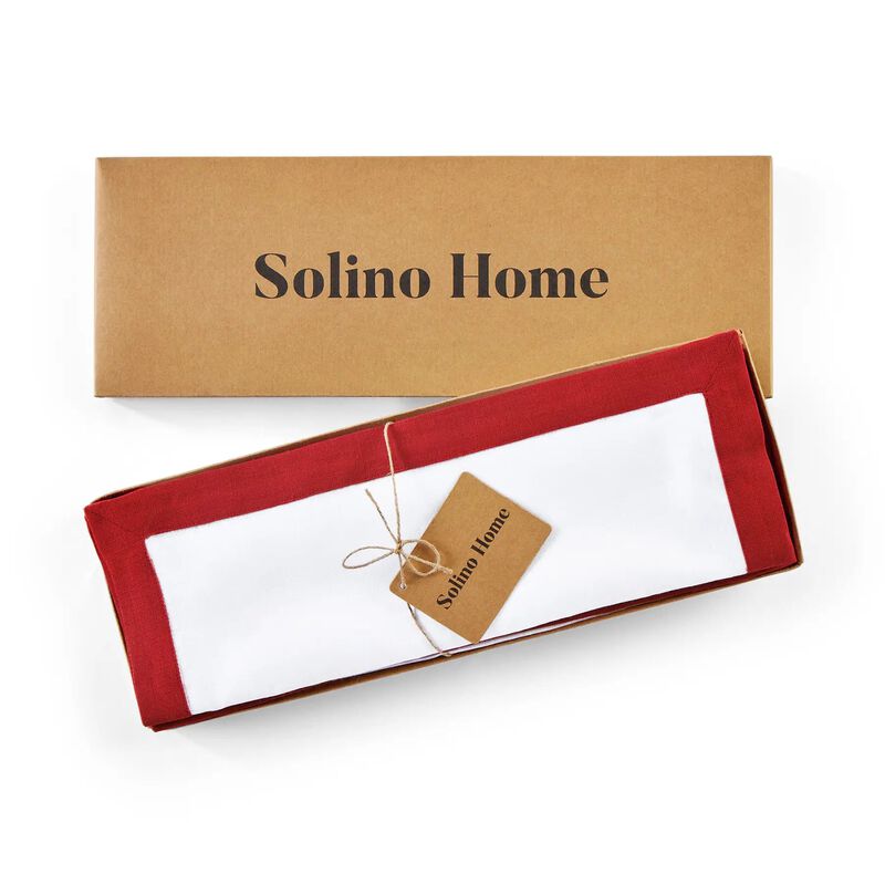 Solino Home Classic 100% Linen Placemats &ndash; Set of 4, 14 x 19 in, Machine Washable, Holiday and Everyday Dining