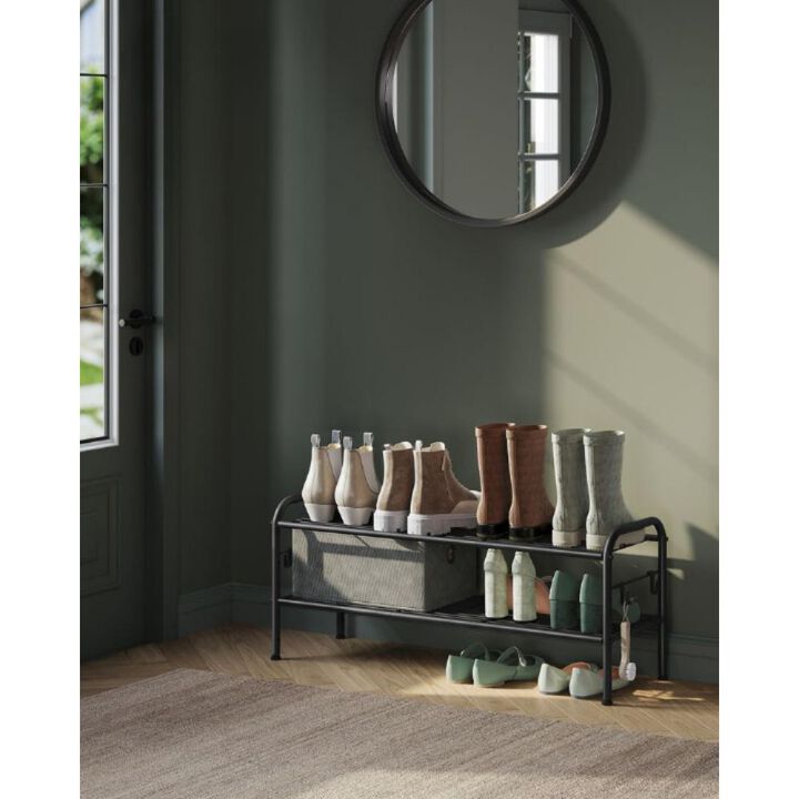 26.7" Wide 4-Tier Metal Shoe Rack with 4 Hooks