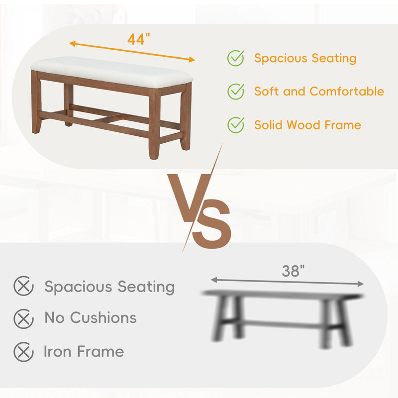 Merax Expandable Dining Table Set with 4 Cushioned Chairs & Sturdy Bench, Solid Wood Construction image number 3