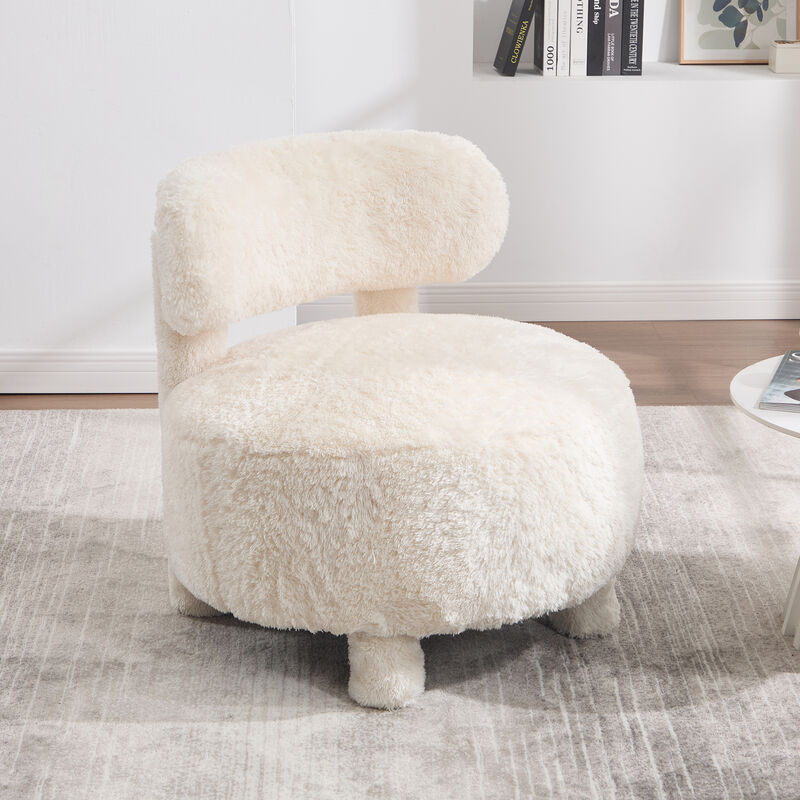GOODSILO Curved Wingback Accent Chair with Plush Fur Fabric Upholstery for Enhanced Comfort and Modern Seating image number 1
