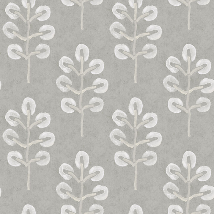 Plum Tree Grey Botanical Wallpaper