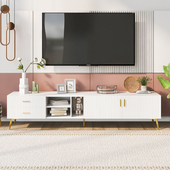 Modern TV Console Table TV Stand with Open Shelves