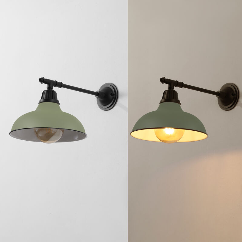 Wallace Farmhouse Industrial Indoor/Outdoor Iron LED Victorian Arm Outdoor Sconce