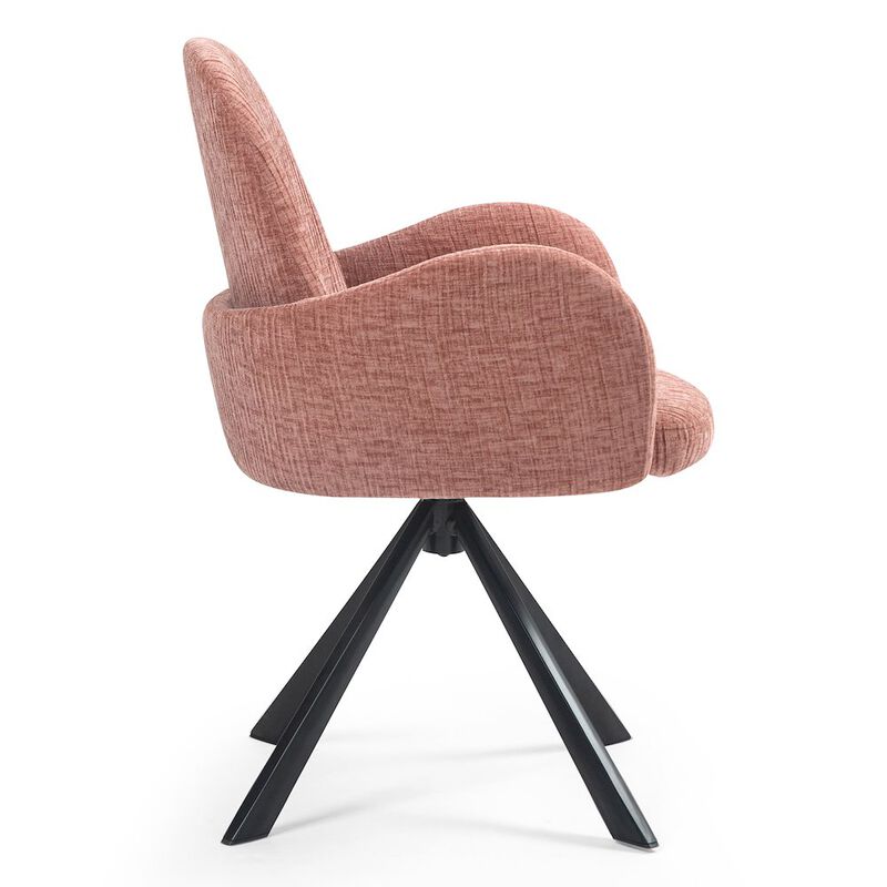 Glamour Home Beacher Pink Linen Fabric Dining Chair with Black Accent Iron Legs