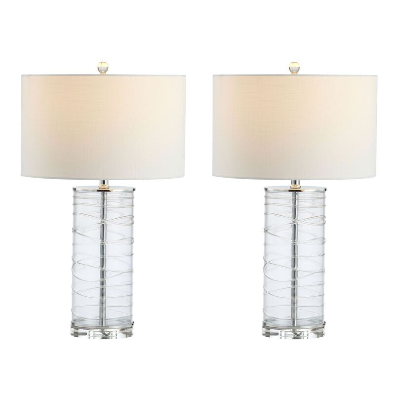 Cole Modern Fused Glass Cylinder LED Table Lamp (Set of 2)
