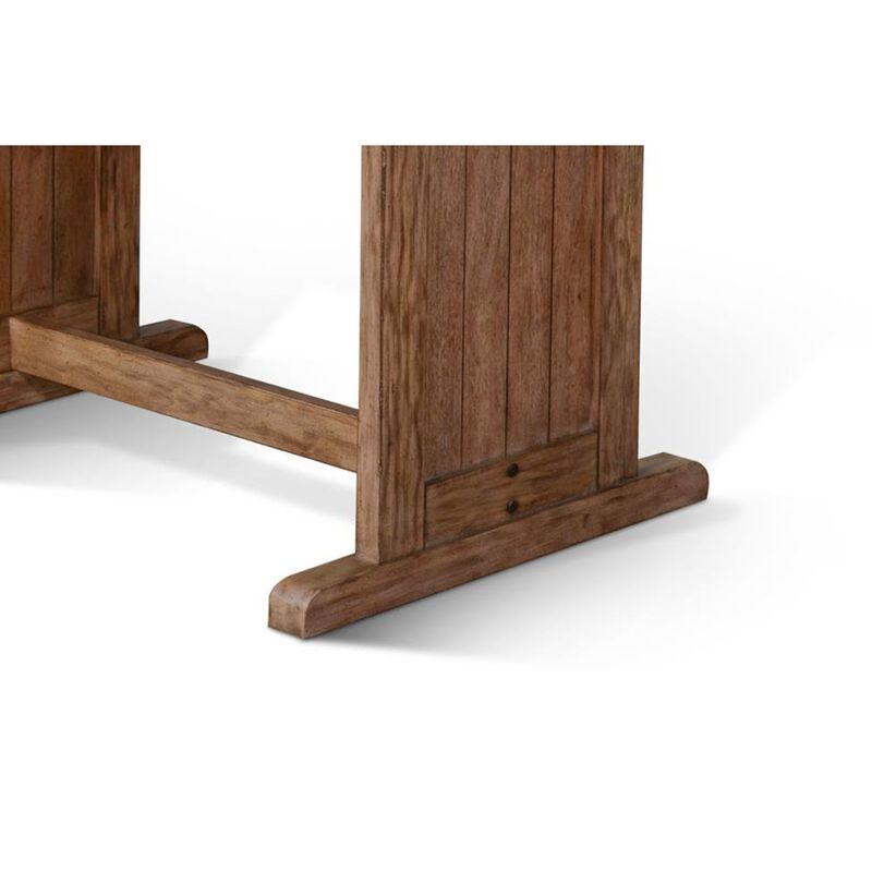 Yael Dining Table, 60 Inch Rectangular Plank Top, Light Brown Mahogany