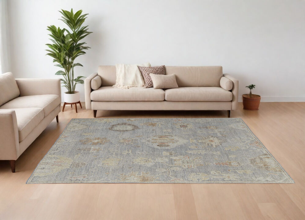 HomeRoots Wool Floral Hand Knotted Area Rug