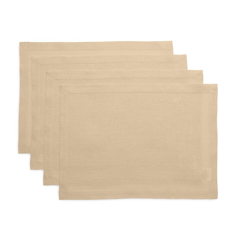 Solino Home Fete 100% Linen Placemats &ndash; Set of 4, 14 x 19 in, Machine Washable, Holiday and Everyday Dining