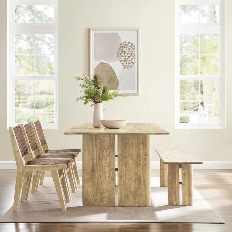 Amistad 86" Wood Dining Table and Bench Set image number 5