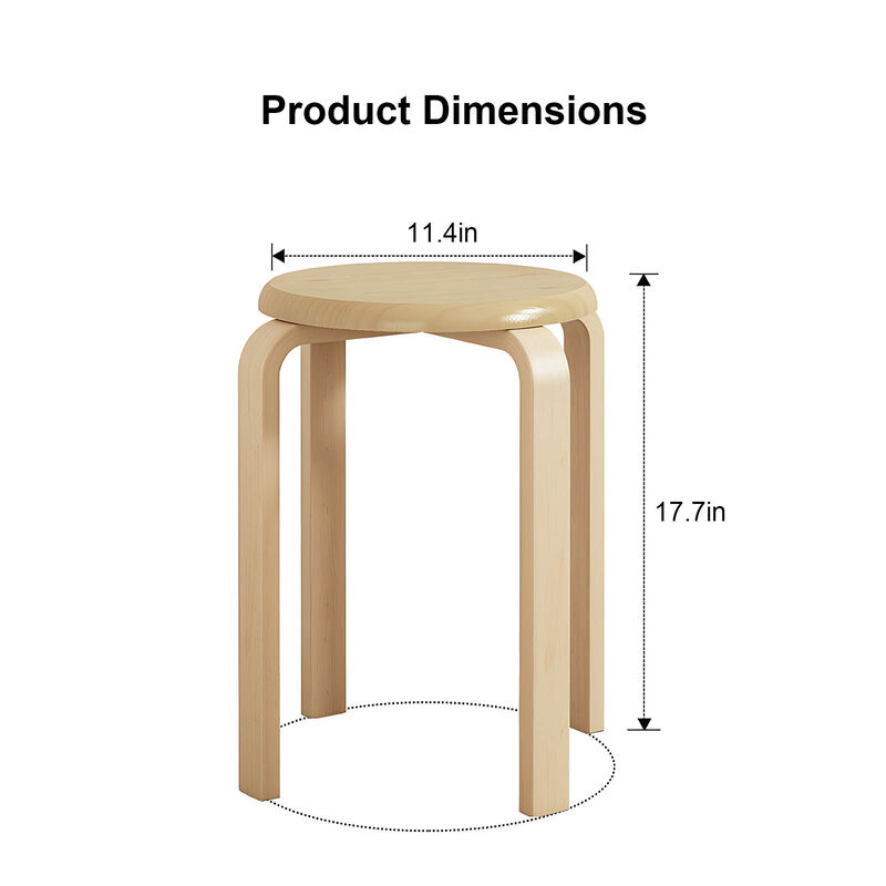 Verceb 4-Pack Stackable Bentwood Stools image number 7