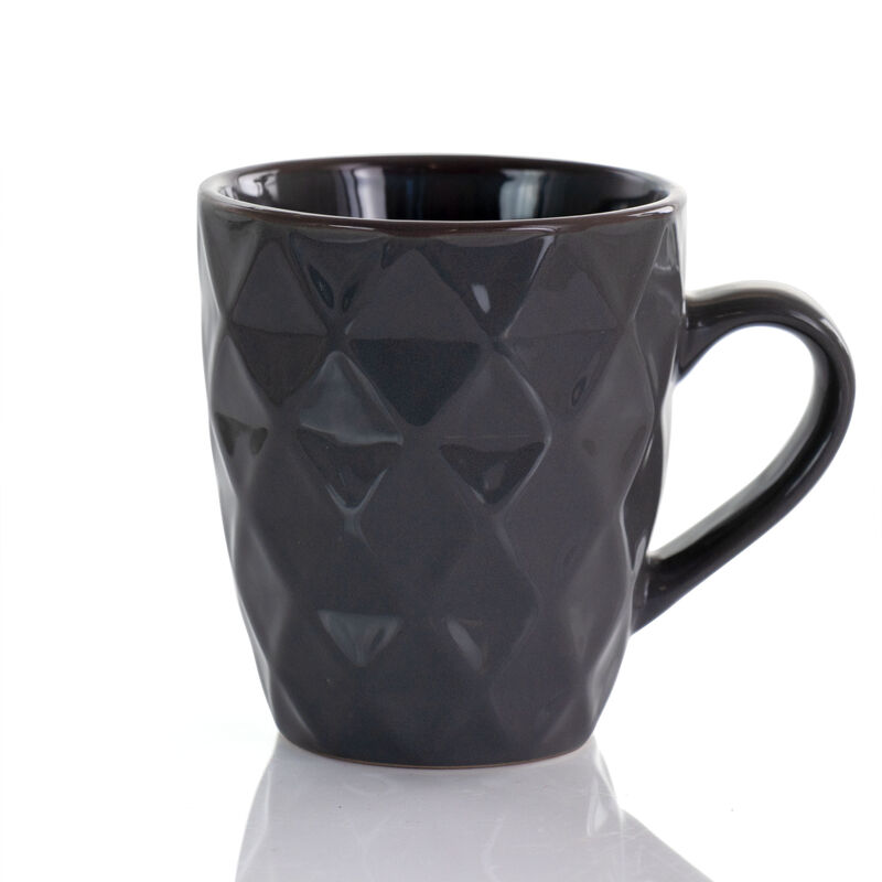 Elama Diamond Waves 6-Piece 12 oz. Mug Set with Stand, Assorted Colors