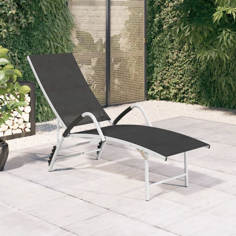 Sun Lounger Black and silver Textilene and aluminum Standard