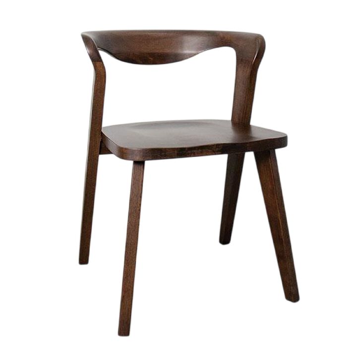Rumy Dining Side Chair Set of 2, Open Back, Walnut Brown Solid Wood