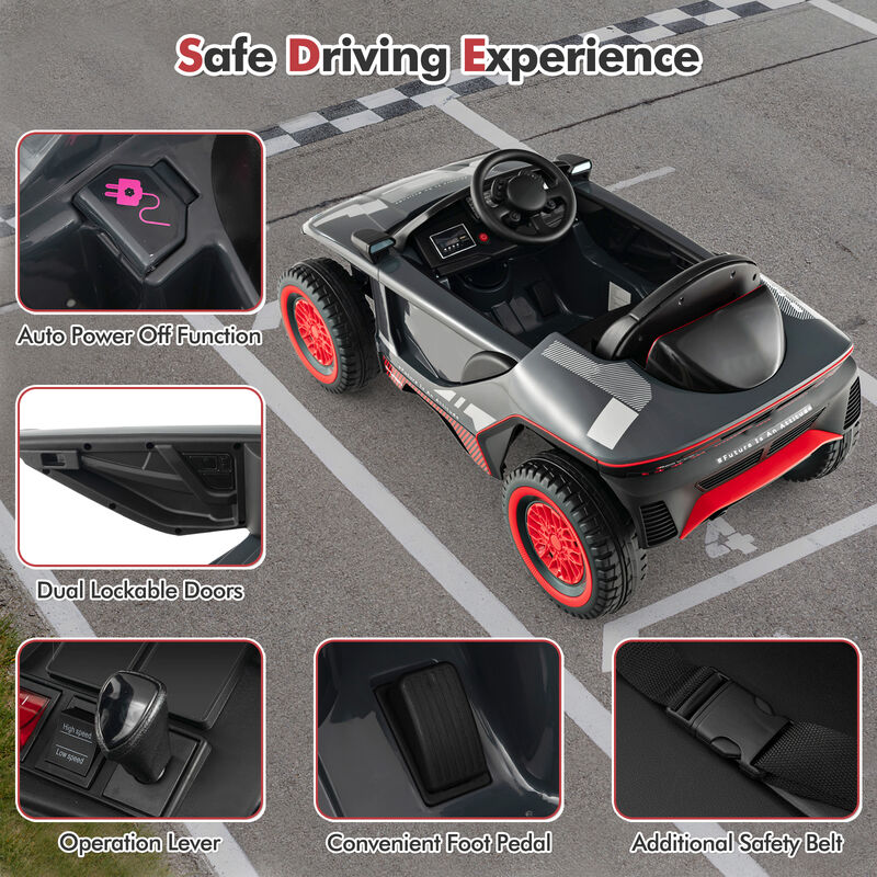 Electric Ride On Car for Kids with Remote Control Racing Design-Grey image number 7