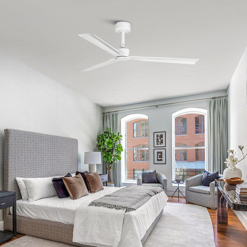 50" Modern White Propeller Remote Control Ceiling Fan without Lights