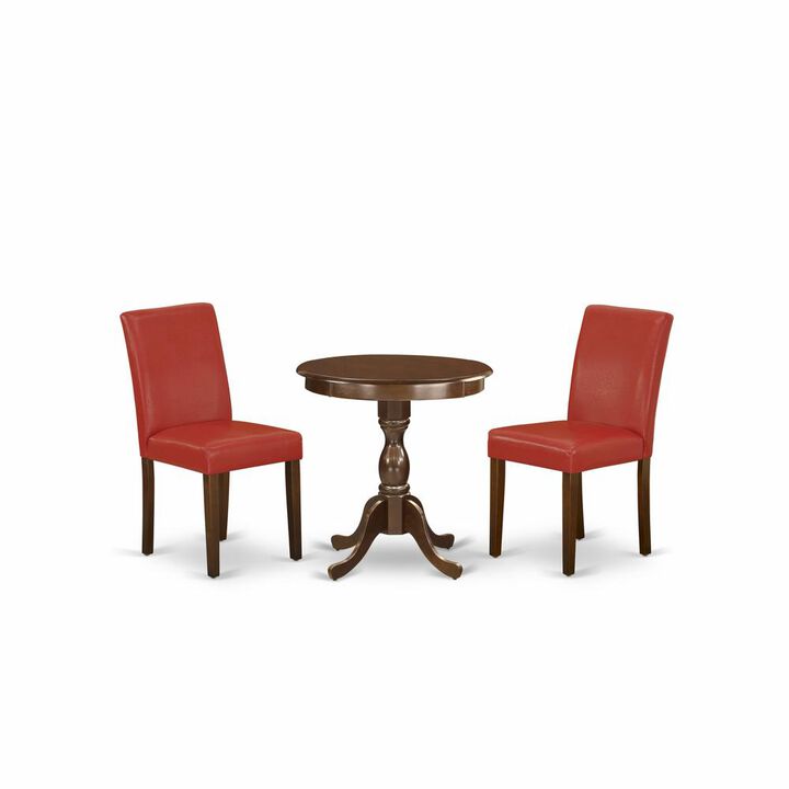 East West Furniture - ESAB3-MAH-72 - 3-Pc Kitchen Dining Room Set - 2 Dining Padded Chairs and 1 Dining Table (Mahogany Finish)