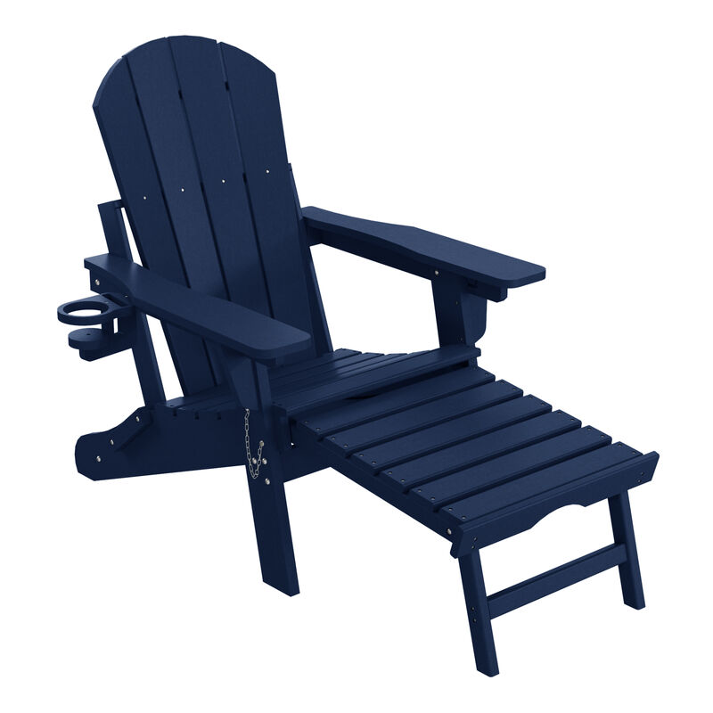 WestinTrends Folding Adjustable Adirondack Chair with Retractable Ottoman and Cup Holder (Set of 2) image number 2