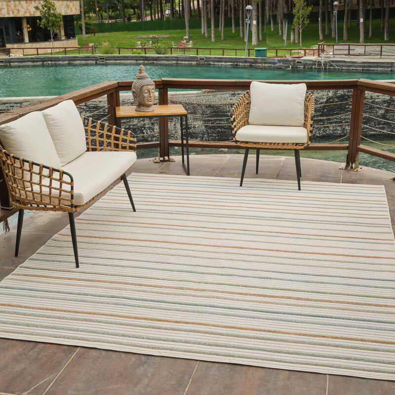 Rug Branch Solena Contemporary Striped Grey Beige Indoor Area Rug
