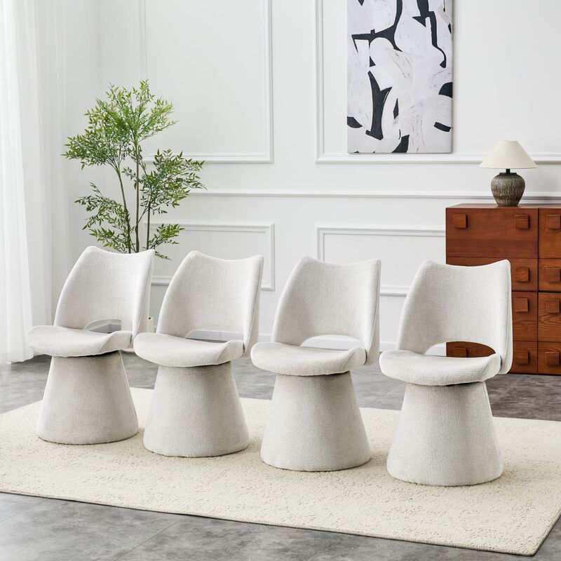Set of 1 Swivel Dining Chair Velvet Upholstered Dining Chair with Hollow Open Back Modern Dining Chair with Metal Base and Memory Foam image number 5