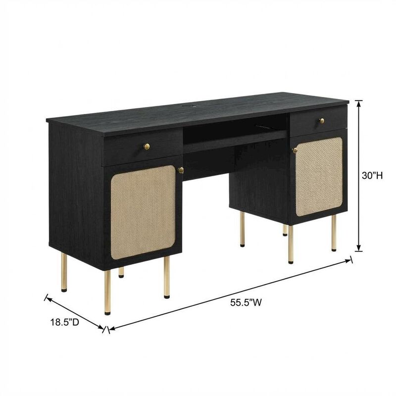 Modern Office Desk In Neutral Finish With Spacious Work Surface image number 2