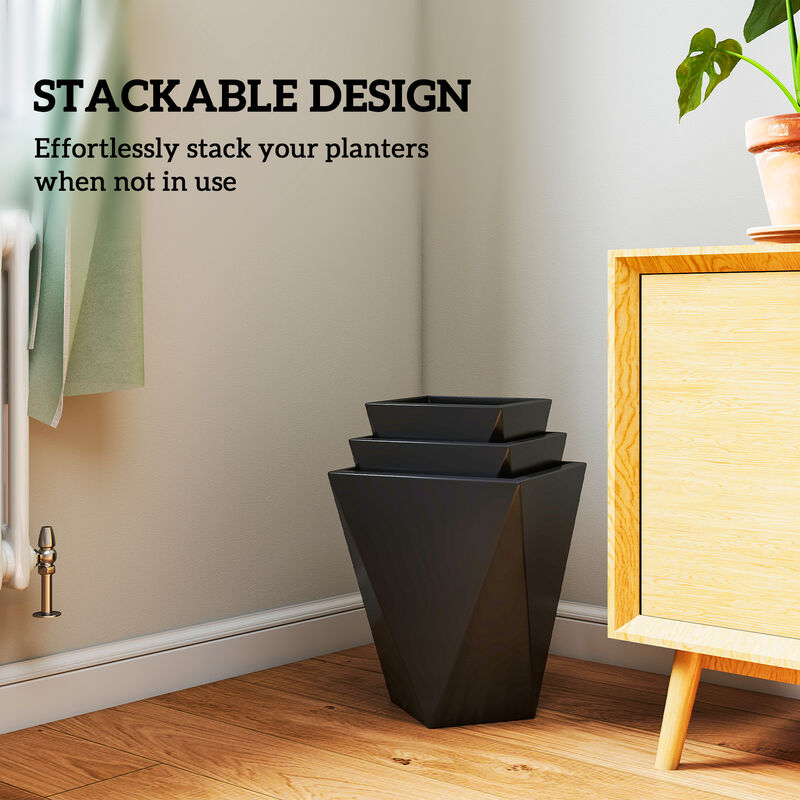 Hivvago 3-Pack Stackable MgO Planters with Drainage image number 5